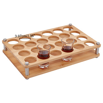 24-Hole Bamboo Glass Holder Display Racks, Whiskey Spirits Wine Glass Holder with 202 Stainless Steel Findings, for Bar Tasting Serving Tray, Kitchen Tools, Rectangle, Navajo White, 29x20x6cm