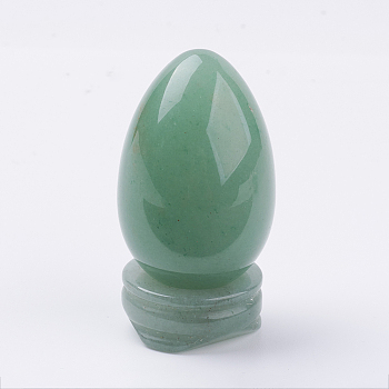Natural Green Aventurine Display Decorations, with Base, Egg Shape Stone, 56mm, Egg: 47x30mm