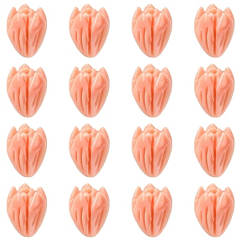 20Pcs Opaque Resin Flower Rose Beads, with Synthetic Shell, Pink, 8.5x7mm, Hole: 1.2mm