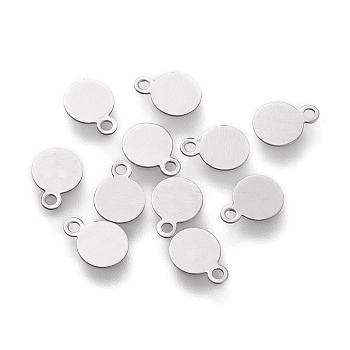 304 Stainless Steel Charms, Stamping Blank Tag, Laser Cut, Flat Round, Stainless Steel Color, 6.5x5x0.2mm, Hole: 1mm