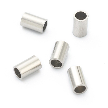 304 Stainless Steel Beads, Tube Beads, Stainless Steel Color, 4x2.5mm, Hole: 1.9mm