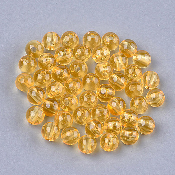 Transparent Plastic Beads, Round, Gold, 6x5.5mm, Hole: 1.8mm, about 5000pcs/500g