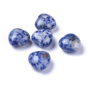 Natural Blue Spot Jasper Heart Love Stone, Pocket Palm Stone for Reiki Balancing, 20x20x13~13.5mm