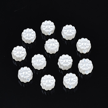 ABS Plastic Imitation Pearl Beads, Flower, Creamy White, 6x6x4mm, Hole: 1.8mm, about 4200pcs/500g