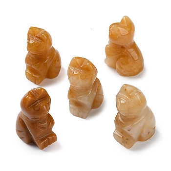 Natural Topaz Jade Carved Healing Figurines, Reiki Energy Stone Display Decorations, Cat, 18x12~12.5x25mm