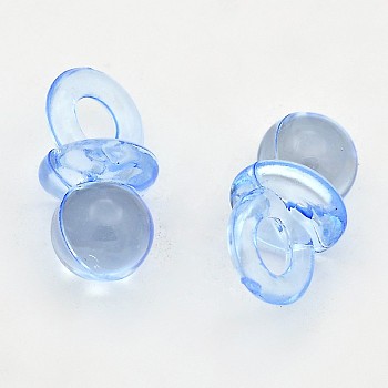 Transparent Acrylic Pendants, Pacifier, Dodger Blue, 20x10x10mm, Hole: 5mm, about 670pcs/500g