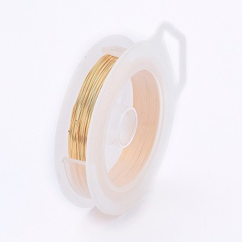 Round Copper Wire for Jewelry Making, Light Gold, 0.3mm, about 15m/roll