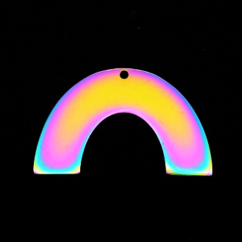 201 Stainless Steel Pendants, Moon Bridge Shape, Laser Cut, Rainbow Color, 21x33.5x1mm, Hole: 1.6mm