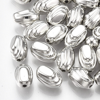 CCB Plastic Beads, Oval, Platinum, 11x7x7mm, Hole: 1.5mm