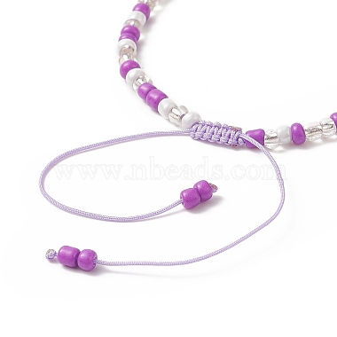 Bracelet en alliage d'émail et de perles tressées avec graines de verre et mauvais œil(BJEW-JB09248)-6