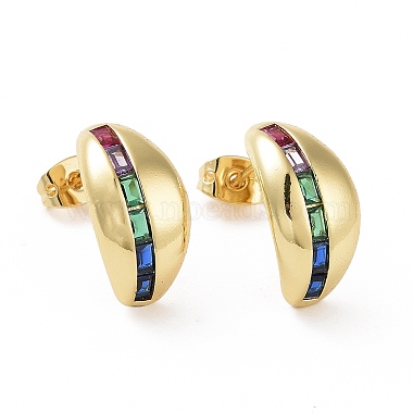 Colorful Teardrop Brass+Cubic Zirconia Stud Earrings