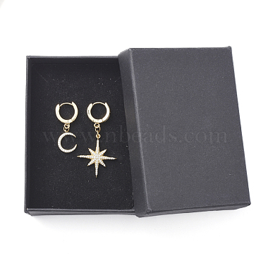 Boucles d'oreilles créoles asymétriques étoiles et lune(EJEW-JE04031-02)-6