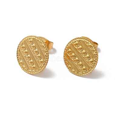 Golden Flat Round 304 Stainless Steel Stud Earring Findings