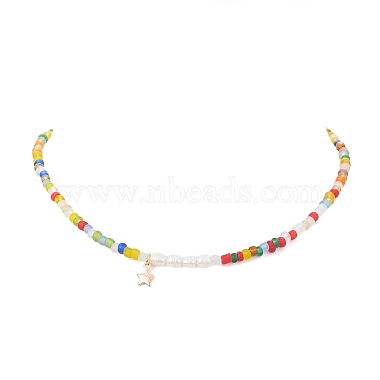 Brass Star Pendant Necklace(NJEW-JN04315)-5