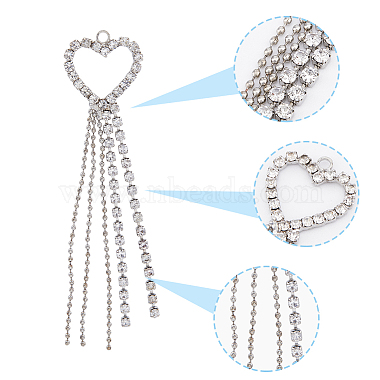 20pcs 5 style Brass Crystal Rhinestone Cup Chain Big Tassel Pendants(KK-HY0003-10)-6