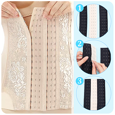 benecreat 8pcs 8 style polyester femmes 3 rangées x 11/13/15/18 crochets extension de soutien-gorge corset longline(FIND-BC0004-64)-4