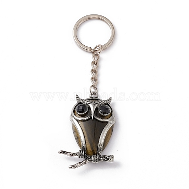 Owl Natural & Synthetic Gemstone Pendant Keychain(KEYC-G056-01AS)-3