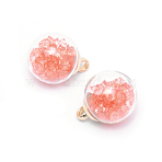 Transparent Glass Globe Pendants, with Resin Rhinestone inside and CCB Pendant Bails, Round, Golden, Light Salmon, 20.5x16mm, Hole: 2mm(GLAA-WH0024-02L)