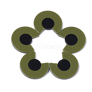 Cellulose Acetate(Resin) Pendants, Large Semicircle, Dark Olive Green, 33.5x37.5x3.5mm, Hole: 1.5mm(X-KY-S158-36B)