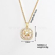 Simple and Versatile Brass Pendant Necklacs, with Rhinestones, Golden, Square, 15.75 inch(40cm)(DU3795-2)