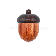 Spray Painted Wooden Acorn Box Jewelry Big Pendants, Autumn Acorn Charm, with Screw Cap, Secret Canister, Camel, 63x45mm, Hole: 1.8mm, Inner Diameter: 32mm(WOOD-WH0124-13)