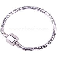 304 Stainless Steel European Style Bracelets for Jewelry Making, Stainless Steel Color, 180x3mm, 1strand/bag(STAS-PH0006-02B)