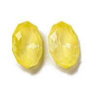 Glass Rhinestone Cabochons, Point Back & Back Plated, Faceted, Oval, Jonquil, 10x6.5x4mm(RGLA-G021-02A-213DE)