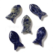 Natural Sodalite Pendants, Fish Charms, 39x20x7~7.5mm, Hole: 2.3mm(G-G932-B23)