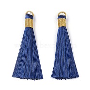 Polyester Tassel Big Pendant Decorations, Marine Blue, 83mm, Hole: 8x6.5mm(FIND-L005-07)