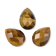 Natural Tiger Eye Cabochons, Teardrop, Faceted, Grade A, 18x13x5mm(G-C146-04B)