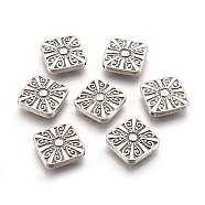Tibetan Style Alloy Beads, Rhombus, Antique Silver, 20x20x4mm, Hole: 1mm(PALLOY-E460-02AS)