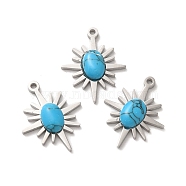Synthetic Turquoise Pendants,  with 304 Stainless Steel Findings, Star Charms, Stainless Steel Color, 21x17x4mm, Hole: 1.6mm(STAS-A080-20P)