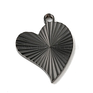 Ion Plating(IP) 304 Stainless Steel Pendants, Heart Charm, Black, 21.5x17x2mm, Hole: 1.8mm(STAS-D025-09B)