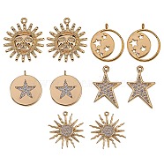10Pcs 5 Style Brass Micro Pave Clear Cubic Zirconia Pendants, Nickel Free, Mixed Shapes, Real 18K Gold Plated, 2pcs/style(ZIRC-SZ0001-23)