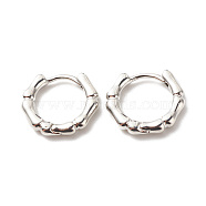 Brass Bamboo Shape Hoop Earrings for Women, Cadmium Free & Lead Free, Platinum, 13.5x15.5x2.6mm, Pin: 1mm(EJEW-G306-04P)