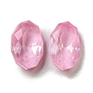 Glass Rhinestone Cabochons, Point Back & Back Plated, Faceted, Oval, Rosaline, 10x6.5x4mm(RGLA-G021-02A-508DE)