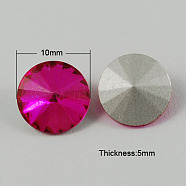 Glass Pointed Back Rhinestone, Rivoli Rhinestone, Back Plated, Cone, Deep Pink, 10x5mm(RGLA-R003-10mm-16)