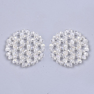 Plating Acrylic Woven Beads, Cluster Beads, Flat Round, Clear, 31x30x3.5mm, Hole: 2~3mm(PACR-R247-01C)