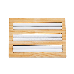 3-Slot Rectangle Bamboo Ring Display Tray Stands, Finger Ring Organizer Holder, with PU Imitation Leather Inside, White, 14.9x10.4x1.7cm(RDIS-WH0002-27A)