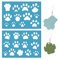 Acrylic Earring Handwork Template, Card Leather Cutting Stencils, Deep Sky Blue, Paw Print, 130x90x2mm, 2pcs/set(DIY-WH0359-080)