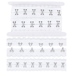 3 Yards Hook & Eye Tape, with Cotton Lace Band, Costume Edge Trimming, White, 27x2mm(FIND-BC0005-17A)