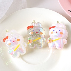 Acrylic Pendants, Rabbit, Mixed Color, 44x32.5x25.6mm, Hole: 3.5mm(OACR-L016-25)