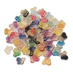 Transparent Resin Cabochons, Golden Metal Enlaced, Butterfly, Mixed Color, 6x8x2.5mm(X1-RESI-E045-12)