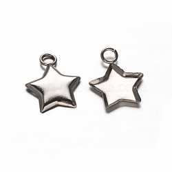 Star 201 Stainless Steel Pendant Cabochon Settings, Plain Edge Bezel Cups, Stainless Steel Color, Tray: 11x11mm, 16x13x2mm, Hole: 2.5mm(STAS-D111-19)