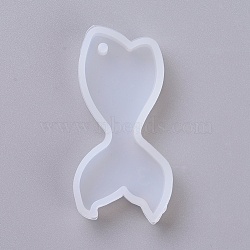 Pendant Silicone Molds, Resin Casting Molds, For UV Resin, Epoxy Resin Jewelry Making, Fishtail, White, 56x29x8mm, Hole: 3mm(DIY-G009-15)