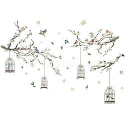 PVC Wall Stickers, Rectangle, for Home Living Room Bedroom Decoration, Bird & Birdcage Pattern, 290x900mm(DIY-WH0228-279)