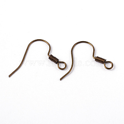 Antique Bronze Brass Earring Hooks, with Horizontal Loop, Nickel Free, 17mm, Hole: 1.5mm, Pin: 0.7mm(X-KK-Q363-AB-NF)