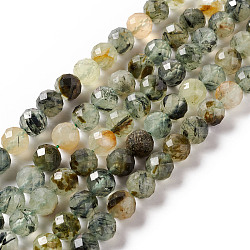 Natural Prehnite Beads Strands, Faceted, Round, 8mm, Hole: 0.8mm, about 49pcs/strand, 15.16''(38.5cm)(G-F717-11B)