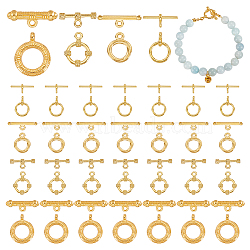 PandaHall Elite 32 sets 4 style Tibetan Style Alloy Ring Toggle Clasps, Mixed Ring, Heart, Golden, Ring: 12~25x12~20x1~4mm, Hole: 1~2mm, Bar: 19~24x6.5~9x1~3mm, Hole: 1~2mm, 8 sets/style(FIND-PH0008-33)