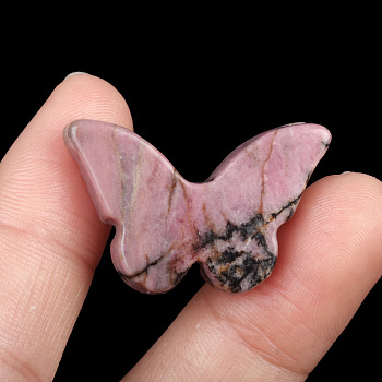 Natural Rhodonite Pendants, Butterfly Charms, 20x30x7mm